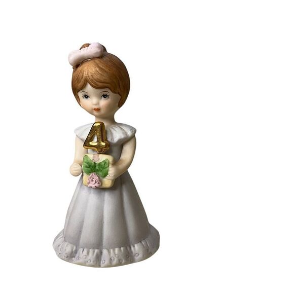 ENESCO Growing Up Girl 4th Birthday Porcelain Bisque Figurine Vintage - Picture 2 of 10